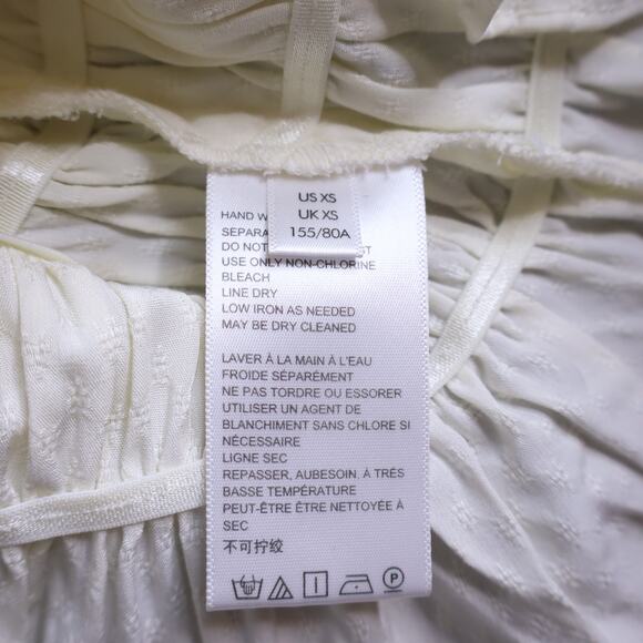 URBAN OUTFITTERS Kate Smocked Ruffle Blouse Ivory Cropped Top Women's XS - Picture 12 of 12